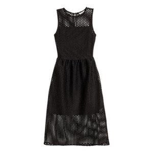 H&M Black Lace Dot Mesh Sleeveless Midi Dress